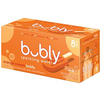 bubly Orange Cream Flavored Sparkling Water, 12 oz, 8/Pack, 3 Packs/Case