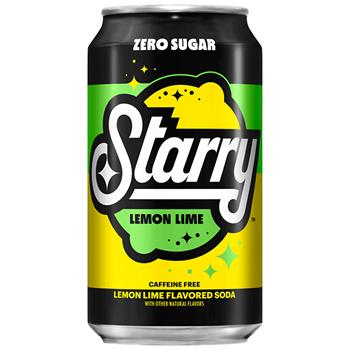 Starry Lemon Lime Soda, Zero Sugar, 12 oz Can, 24/Case