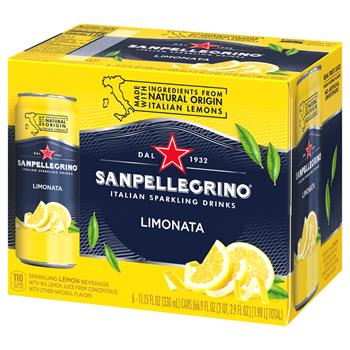 San Pellegrino Italian Sparkling Drink, Limonata, 330 mL Cans, 6 Cans/Pack