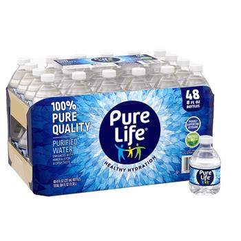 Pure Life Purified Plastic Bottled Water, 8 fl oz, 48 Bottles/Case