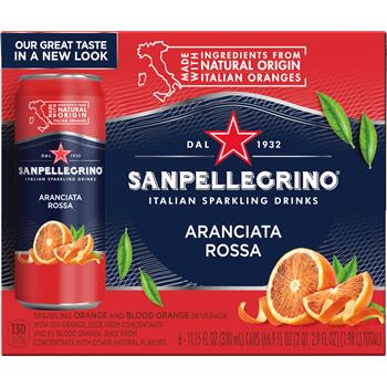 San Pellegrino Italian Sparkling Drink, Aranciata Rossa, 330 mL Cans, 6 Cans/Pack