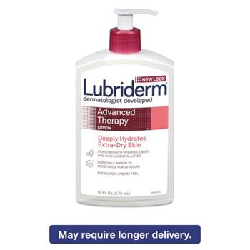 Lubriderm Advanced Therapy Moisturizing Hand/Body Lotion, 16oz Pump Bottle, 12/Carton