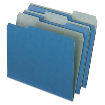 Pendaflex Earthwise Recycled Colored File Folders, 1/3 Cut Top Tab, Letter, Blue, 100/Box