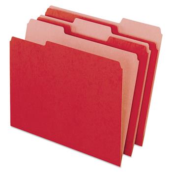 Pendaflex Earthwise Recycled Colored File Folders, 1/3 Cut Top Tab, Letter, Red, 100/Box