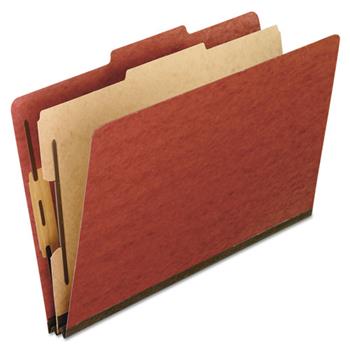 Pendaflex Four-Section Pressboard Folders, Letter, Red, 10/Box