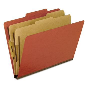 Pendaflex&#174; Six-Section Pressboard Folders, Letter, Red, 10/Box