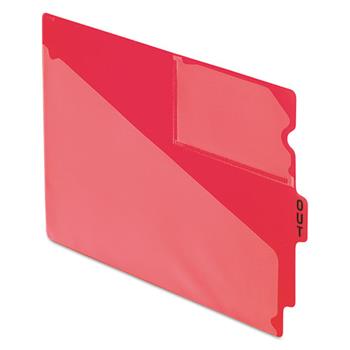 Pendaflex End Tab Poly Out Guides, Center &quot;OUT&quot; Tab, Letter, Red, 50/Box
