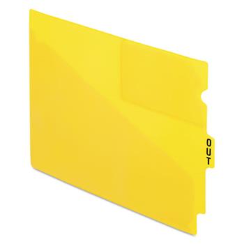 Pendaflex End Tab Poly Out Guides, Center &quot;OUT&quot; Tab, Letter, Yellow, 50/Box