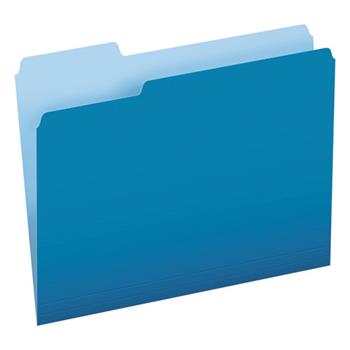 Pendaflex Colored File Folders, 1/3 Cut Top Tab, Letter, Blue/Light Blue, 100/Box