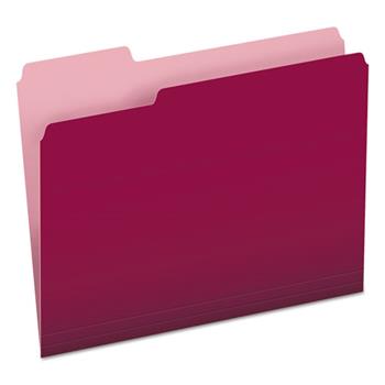 Pendaflex Colored File Folders, 1/3 Cut Top Tab, Letter, Burgundy/Light Burgundy, 100/Box