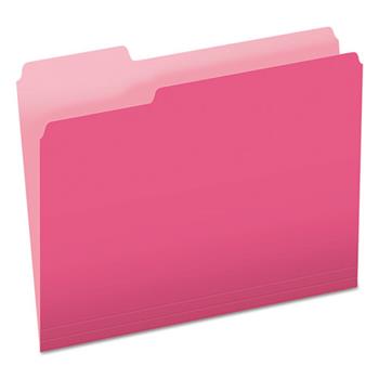 Pendaflex Colored File Folders, 1/3 Cut Top Tab, Letter, Pink/Light Pink, 100/Box