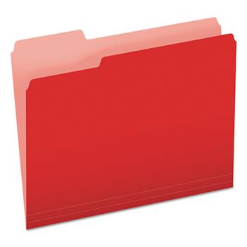 Pendaflex&#174; Colored File Folders, 1/3 Cut Top Tab, Letter, Red/Light Red, 100/Box