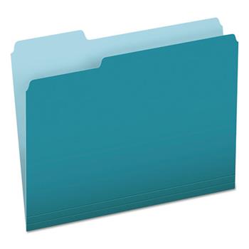 Pendaflex Colored File Folders, 1/3 Cut Top Tab, Letter, Teal/Light Teal, 100/Box