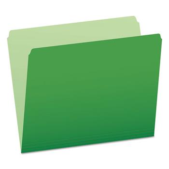 Pendaflex&#174; Colored File Folders, Straight Cut, Top Tab, Letter, Green/Light Green, 100/Box