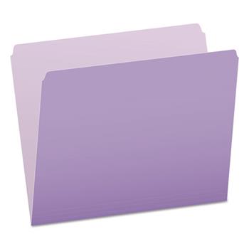 Pendaflex Colored File Folders, Straight Top Tab, Letter, Lavender/Light Lavender, 100/Box