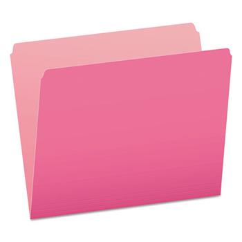 Pendaflex Colored File Folders, Straight Cut, Top Tab, Letter, Pink/Light Pink, 100/Box