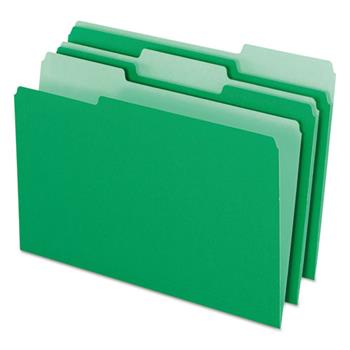 Pendaflex Colored File Folders, 1/3 Cut Top Tab, Legal, Green/Light Green, 100/Box