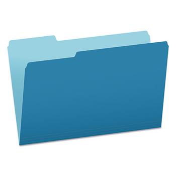 Pendaflex Colored File Folders, 1/3 Cut Top Tab, Legal, Blue/Light Blue, 100/Box