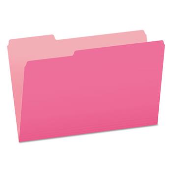 Pendaflex Colored File Folders, 1/3 Cut Top Tab, Legal, Pink/Light Pink, 100/Box