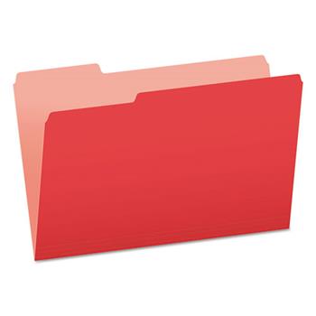Pendaflex Colored File Folders, 1/3 Cut Top Tab, Legal, Red/Light Red, 100/Box