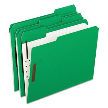 Pendaflex Colored Folders With Embossed Fasteners, 1/3 Cut, Letter, Green/Grid Interior