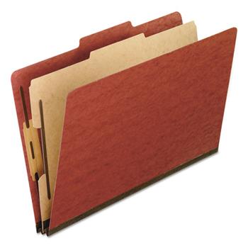 Pendaflex Four-Section Pressboard Folders, Legal, Red, 10/Box