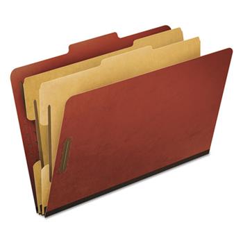 Pendaflex Six-Section Pressboard Folders, Legal, Red, 10/Box