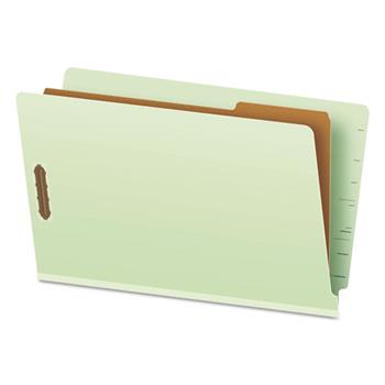 Pendaflex Pressboard End Tab Classification Folders, Legal, 1 Divider, Pale Green, 10/Box