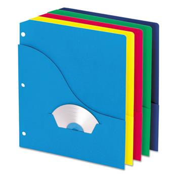 Pendaflex Essentials Wave Slash Pocket Project Folders, 3 Holes, Letter, Five Colors, 10/Pack