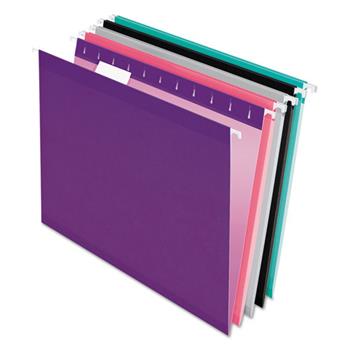 Pendaflex Reinforced Hanging Folders, 1/5 Tab, Letter, Assorted, 25/Box