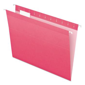 Pendaflex Reinforced Hanging Folders, 1/5 Tab, Letter, Pink, 25/Box