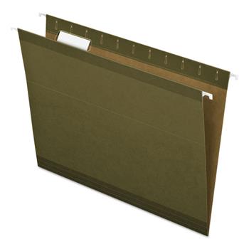 Pendaflex Hanging File Folders, 1/5 Tab, Letter, Standard Green, 25/Box