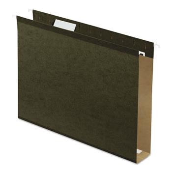 Pendaflex&#174; Reinforced 2&quot; Extra Capacity Hanging Folders, 1/5 Tab, Letter, Green, 25/Box