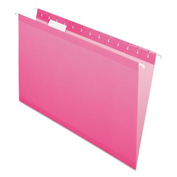 Pendaflex Reinforced Hanging Folders, 1/5 Tab, Legal, Pink, 25/Box