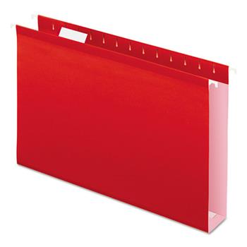 Pendaflex Reinforced 2&quot; Extra Capacity Hanging Folders, 1/5 Tab, Legal, Red, 25/Box