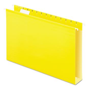 Pendaflex Reinforced 2&quot; Extra Capacity Hanging Folders, 1/5 Tab, Legal, Yellow, 25/Box