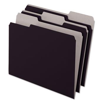 Pendaflex Interior File Folders, 1/3 Cut Top Tab, Letter, Black 100/Box