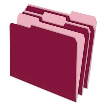 Pendaflex Interior File Folders, 1/3 Cut Top Tab, Letter, Burgundy, 100/Box