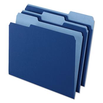 Pendaflex Interior File Folders, 1/3 Cut Top Tab, Letter, Navy Blue, 100/Box