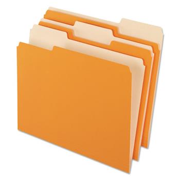 Pendaflex Interior File Folders, 1/3 Cut Top Tab, Letter, Orange, 100/Box