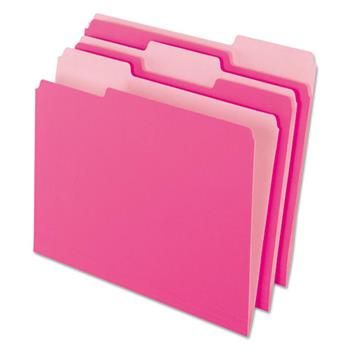 Pendaflex Interior File Folders, 1/3 Cut Top Tab, Letter, Pink, 100/Box
