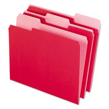 Pendaflex Interior File Folders, 1/3 Cut Top Tab, Letter, Red, 100/Box