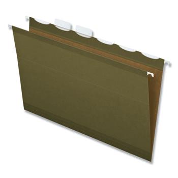 Pendaflex Ready-Tab Reinforced Hanging Folders, 1/5 Tab, Legal, Green, 25/Box