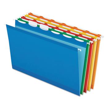 Pendaflex Colored Reinforced Hanging Folders, 1/6 Tab, Legal, Asst, 25/Box
