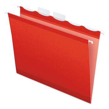 Pendaflex Colored Reinforced Hanging Folders, 1/5 Tab, Letter, Red, 25/Box