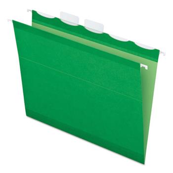 Pendaflex Colored Reinforced Hanging Folders, 1/5 Tab, Letter, Bright Green, 25/Box