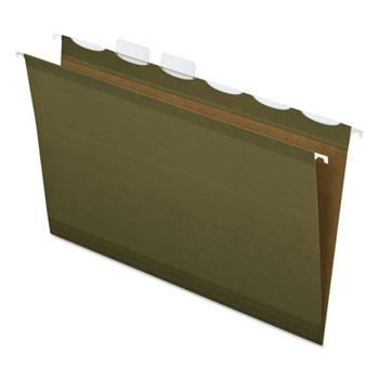 Pendaflex Ready-Tab Hanging File Folders, 2&quot; Capacity, 1/6 Tab, Legal, Green, 20/Box