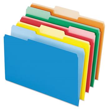 Pendaflex Interior File Folders, 1/3 Cut Top Tab, Legal, Bright Assorted, 100/Box