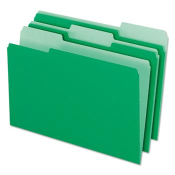 Pendaflex Interior File Folders, 1/3 Cut Top Tab, Legal, Green, 100/Box