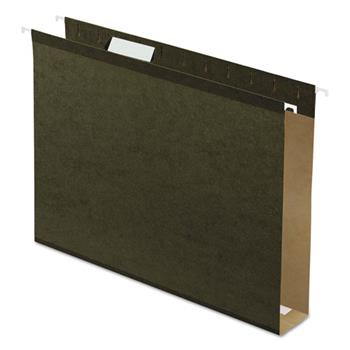 Pendaflex Extra Capacity Reinforced Hanging File Folders with Box Bottom, Letter, Green